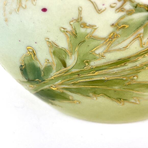 Antique Nippon Hand Painted Moriage Pitcher Vase Blue Maple Leaf Mark - Picture 8 of 9